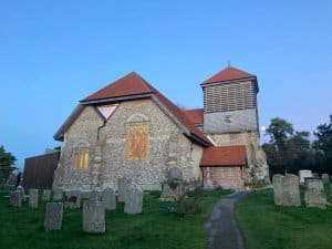 St Peters from W at dusk 2022
